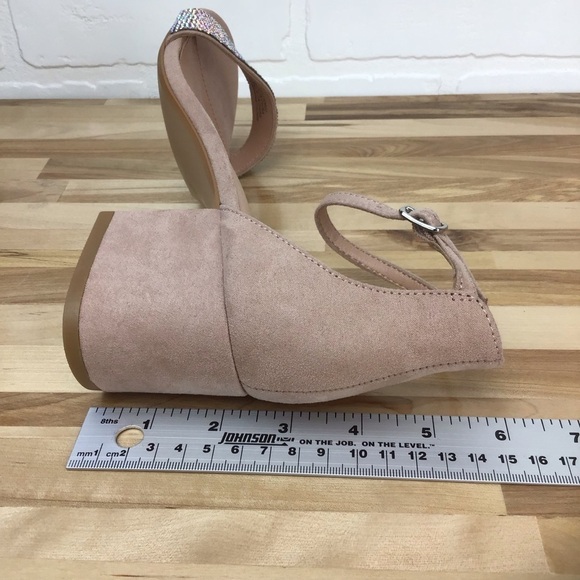 MADDEN NYC nude beige heeled sandals crystal Incrusted glitter chunky heels - Picture 14 of 16